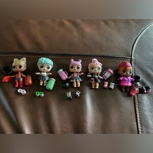 RARE LOL dolls lot of 5, with some accessories, cups, clothing